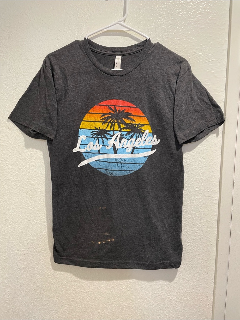 LAT Apparel Men's Los Angeles Retro Sunset Graphic Tee Charcoal Grey Size S
